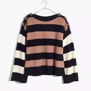 Madewell Calloway Boatneck Pullover Sweater in Stripe Mix - XXS